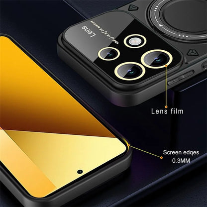 For Xiaomi Redmi Note 13 4G Magnetic Phone Cover PC+TPU Back Case with Metal Kickstand
