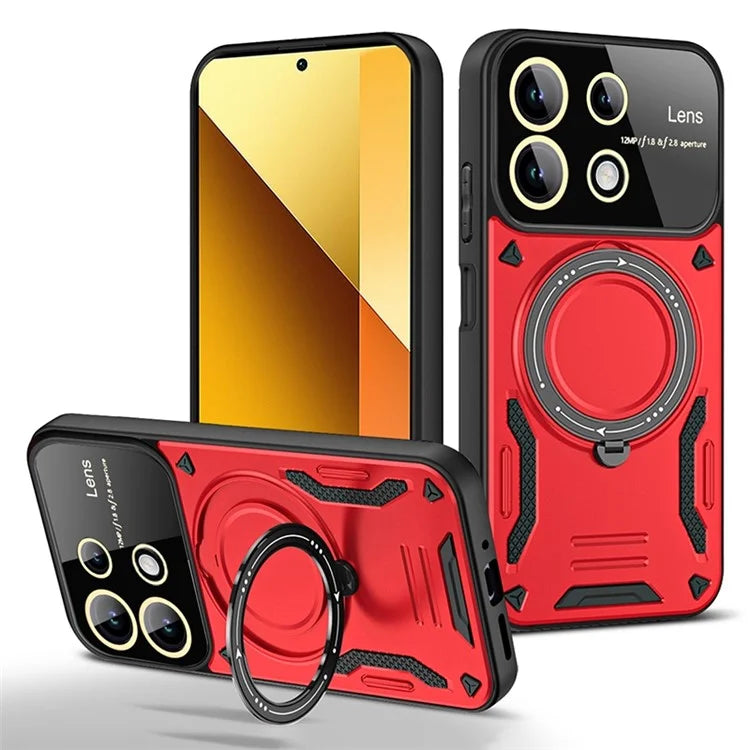 For Xiaomi Redmi Note 13 4G Magnetic Phone Cover PC+TPU Back Case with Metal Kickstand