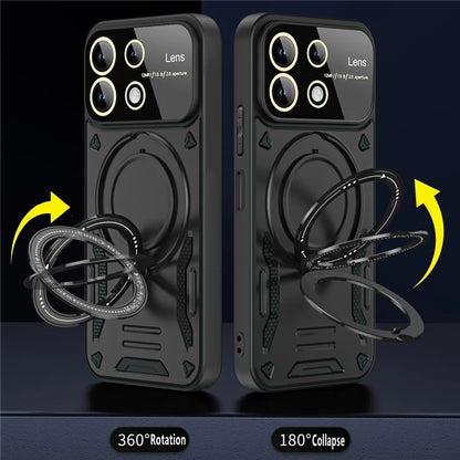 For Xiaomi Redmi Note 13 4G Magnetic Phone Cover PC+TPU Back Case with Metal Kickstand