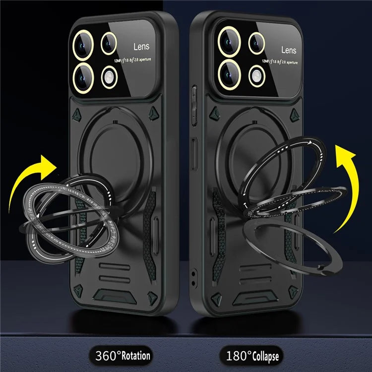 For Xiaomi Redmi Note 13 4G Magnetic Phone Cover PC+TPU Back Case with Metal Kickstand