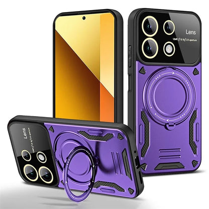 For Xiaomi Redmi Note 13 4G Magnetic Phone Cover PC+TPU Back Case with Metal Kickstand