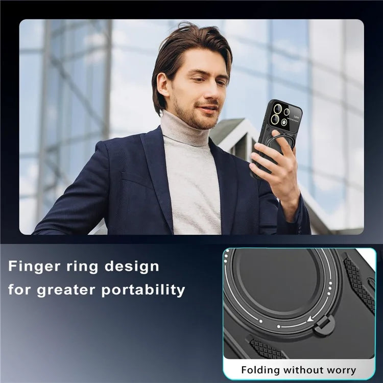 For Xiaomi Redmi Note 13 4G Magnetic Phone Cover PC+TPU Back Case with Metal Kickstand