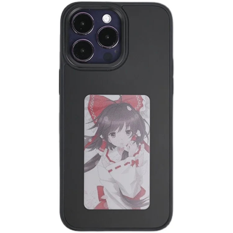 INKZONE For iPhone 14 Pro NFC E Ink Phone Case DIY Pattern Customize PC+TPU Phone Cover