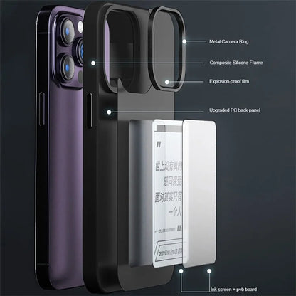 INKZONE For iPhone 12 Pro Max Case PC+TPU NFC Phone Cover E-ink Screen DIY Pattern