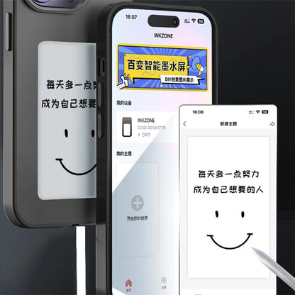 INKZONE For iPhone 12 Pro Max Case PC+TPU NFC Phone Cover E-ink Screen DIY Pattern