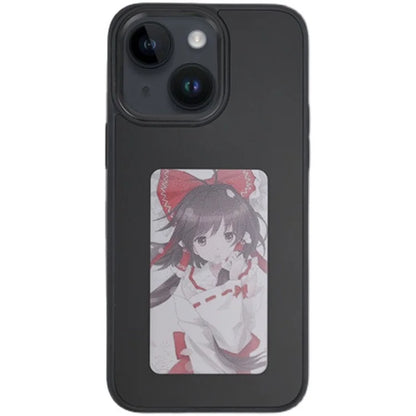 INKZONE For iPhone 13 / 14 Case PC+TPU NFC Tri-color E-ink Screen DIY Pattern Phone Cover
