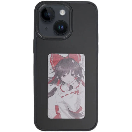INKZONE For iPhone 13 / 14 Case PC+TPU NFC Tri-color E-ink Screen DIY Pattern Phone Cover