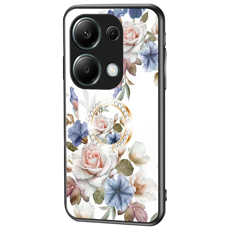 For Xiaomi Redmi Note 13 Pro 4G / Poco M6 Pro 4G Case Kickstand Tempered Glass Back Cover