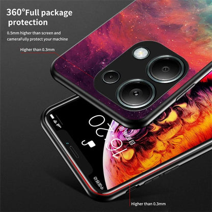 For Xiaomi Redmi Note 13 Pro 4G / Poco M6 Pro 4G Case Starry Sky Tempered Glass Back Phone Cover