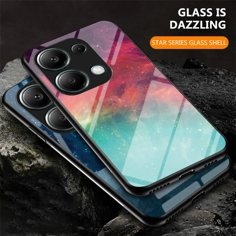 For Xiaomi Redmi Note 13 Pro 4G / Poco M6 Pro 4G Case Starry Sky Tempered Glass Back Phone Cover