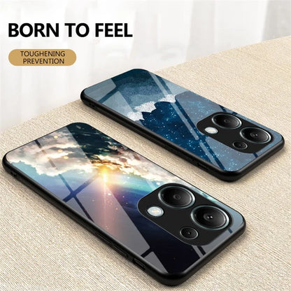 For Xiaomi Redmi Note 13 Pro 4G / Poco M6 Pro 4G Case Starry Sky Tempered Glass Back Phone Cover