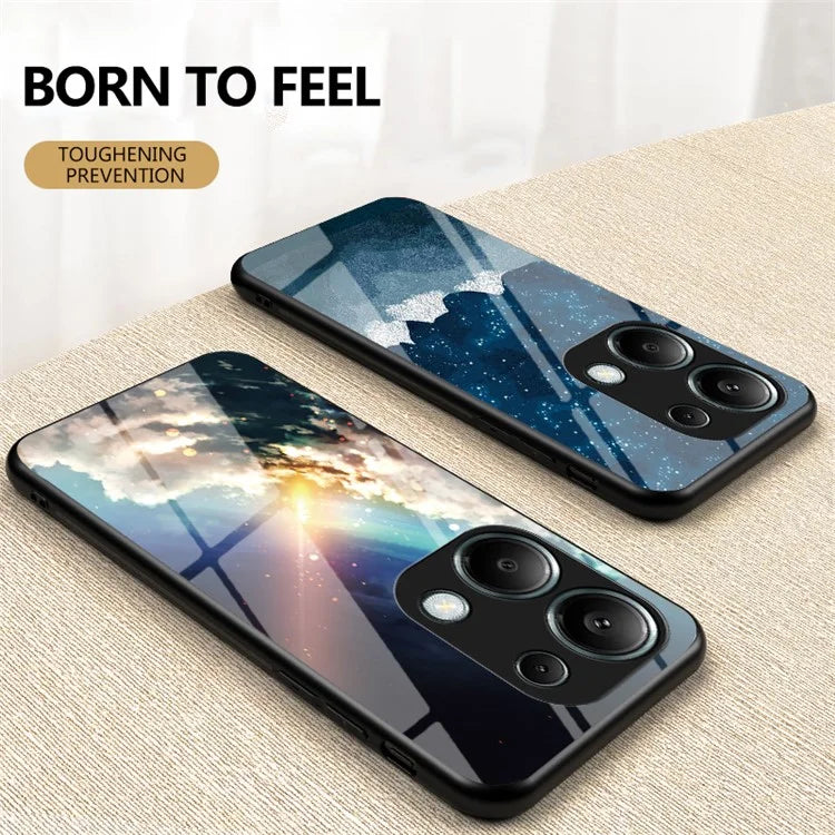 For Xiaomi Redmi Note 13 Pro 4G / Poco M6 Pro 4G Case Starry Sky Tempered Glass Back Phone Cover