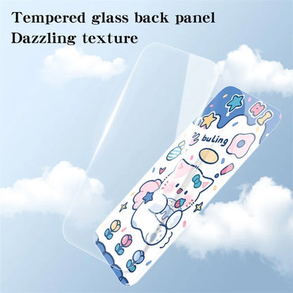 For Xiaomi Redmi Note 13 Pro 4G / Poco M6 Pro 4G Tempered Glass Case Cartoon Animal Pattern Back Cover