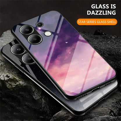 For Xiaomi Redmi Note 13 4G Case Starry Sky Pattern Printing Tempered Glass Phone Cover