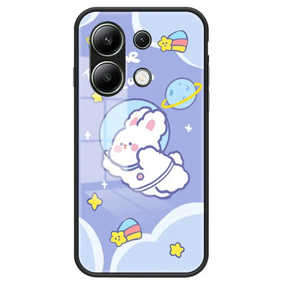 For Xiaomi Redmi Note 13 4G Cell Phone Case Tempered Glass Cartoon Animal Pattern Shell