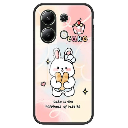 For Xiaomi Redmi Note 13 4G Cell Phone Case Tempered Glass Cartoon Animal Pattern Shell