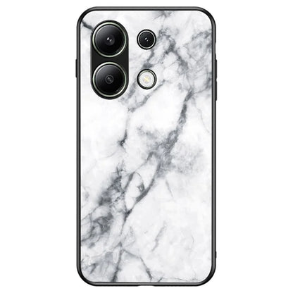 For Xiaomi Redmi Note 13 4G Anti-Drop Phone Cover Tempered Glass Case Marble Pattern Phone Shell