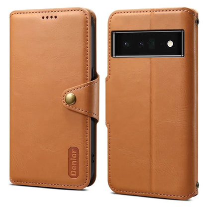 DENIOR For Google Pixel 6 Pro 5G Case Cowhide Texture Stand Shockproof Phone Cover