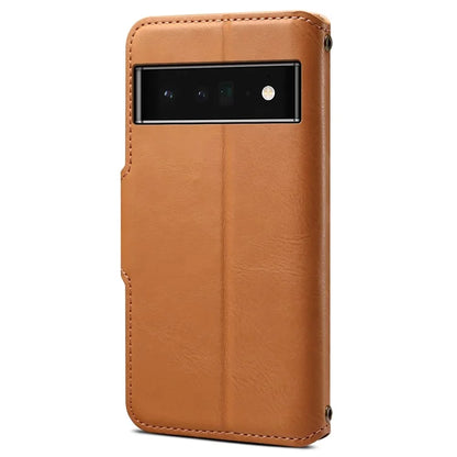 DENIOR For Google Pixel 6 Pro 5G Case Cowhide Texture Stand Shockproof Phone Cover
