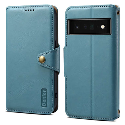 DENIOR For Google Pixel 6 Pro 5G Case Cowhide Texture Stand Shockproof Phone Cover