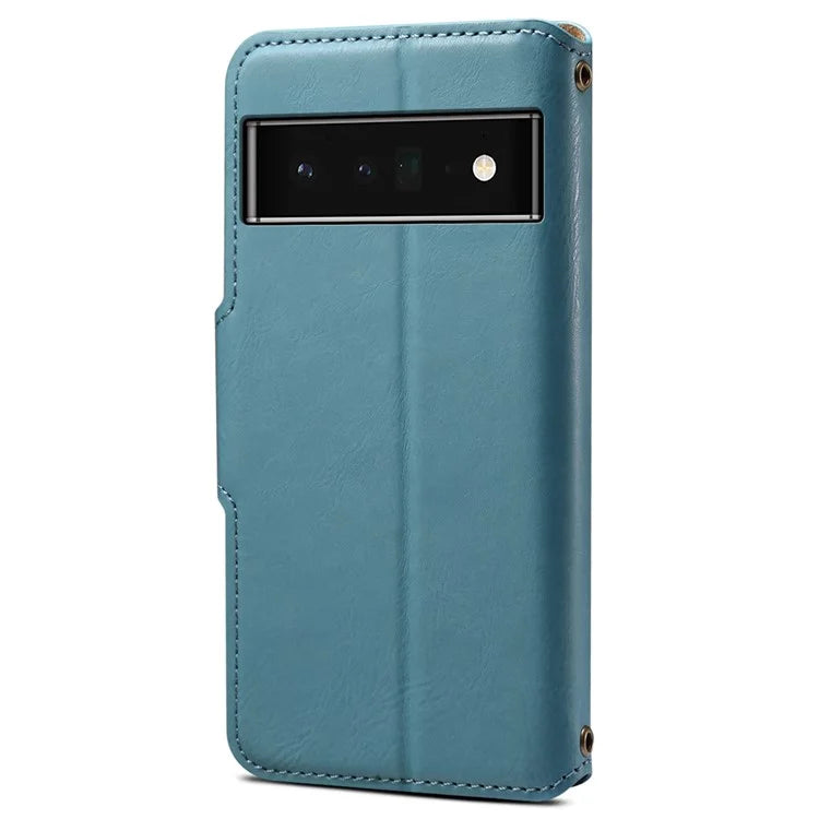 DENIOR For Google Pixel 6 Pro 5G Case Cowhide Texture Stand Shockproof Phone Cover