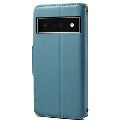 DENIOR For Google Pixel 6 Pro 5G Case Cowhide Texture Stand Shockproof Phone Cover