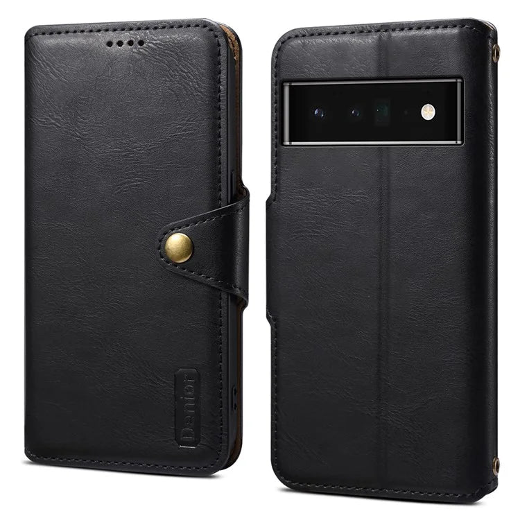 DENIOR For Google Pixel 6 Pro 5G Case Cowhide Texture Stand Shockproof Phone Cover