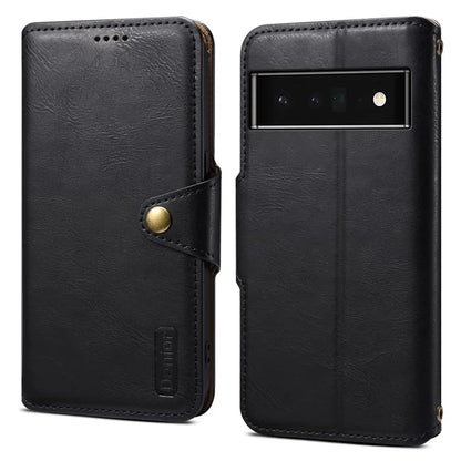 DENIOR For Google Pixel 6 Pro 5G Case Cowhide Texture Stand Shockproof Phone Cover