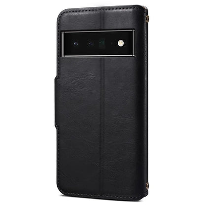 DENIOR For Google Pixel 6 Pro 5G Case Cowhide Texture Stand Shockproof Phone Cover
