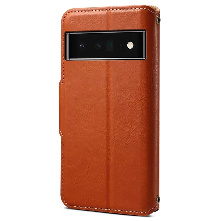 DENIOR For Google Pixel 6 Pro 5G Case Cowhide Texture Stand Shockproof Phone Cover