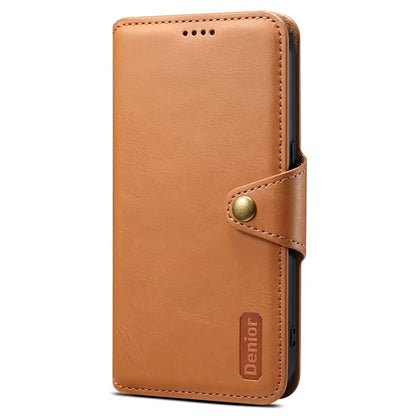 DENIOR For Google Pixel 6a Wallet Phone Case Cowhide Texture Leather Flip Cover