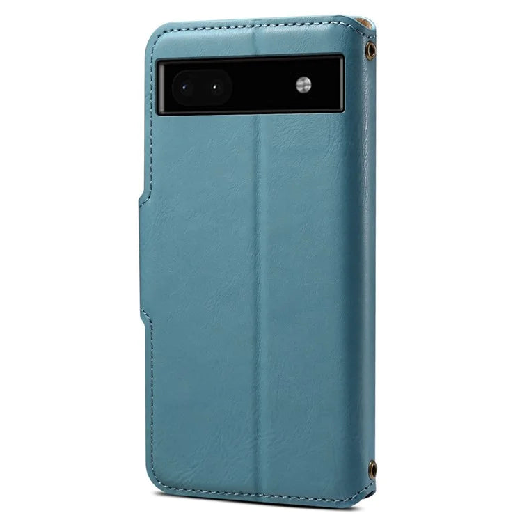 DENIOR For Google Pixel 6a Wallet Phone Case Cowhide Texture Leather Flip Cover