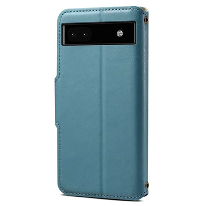 DENIOR For Google Pixel 6a Wallet Phone Case Cowhide Texture Leather Flip Cover