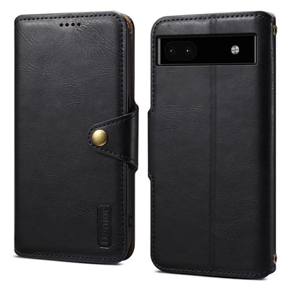 DENIOR For Google Pixel 6a Wallet Phone Case Cowhide Texture Leather Flip Cover