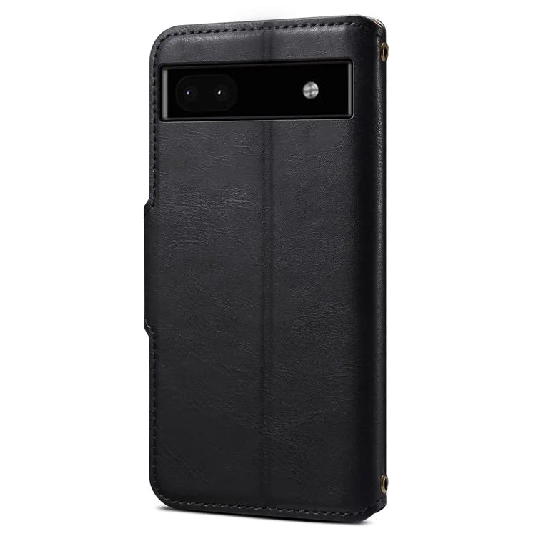 DENIOR For Google Pixel 6a Wallet Phone Case Cowhide Texture Leather Flip Cover
