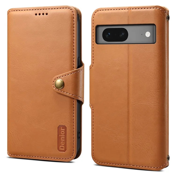 DENIOR For Google Pixel 7 5G Case Cowhide Texture Shockproof Wallet Phone Cover