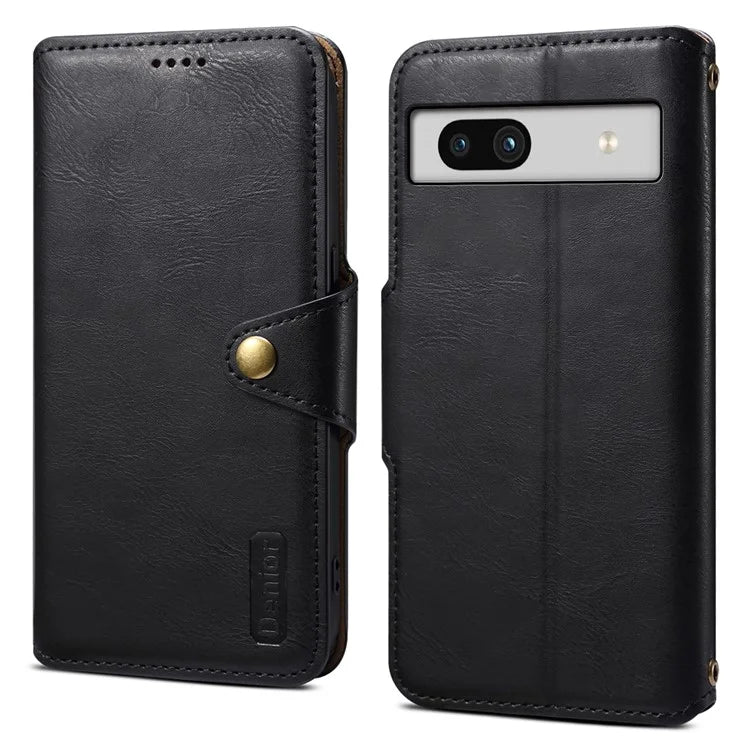 DENIOR For Google Pixel 7a Shockproof Case Cowhide Texture Stand Phone Cover