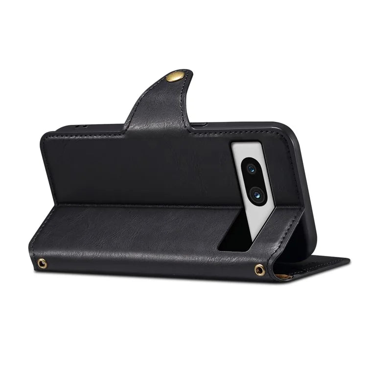 DENIOR For Google Pixel 7a Shockproof Case Cowhide Texture Stand Phone Cover