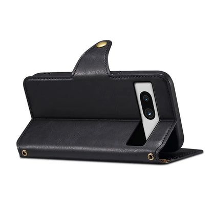 DENIOR For Google Pixel 7a Shockproof Case Cowhide Texture Stand Phone Cover