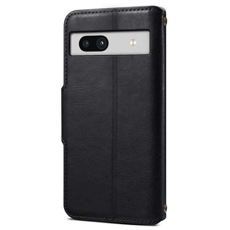 DENIOR For Google Pixel 7a Shockproof Case Cowhide Texture Stand Phone Cover