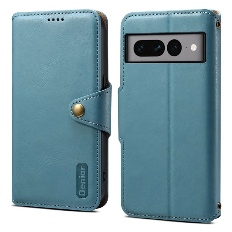 DENIOR For Google Pixel 7 Pro 5G Shockproof Case Cowhide Texture Leather Phone Cover