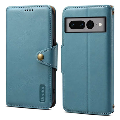 DENIOR For Google Pixel 7 Pro 5G Shockproof Case Cowhide Texture Leather Phone Cover