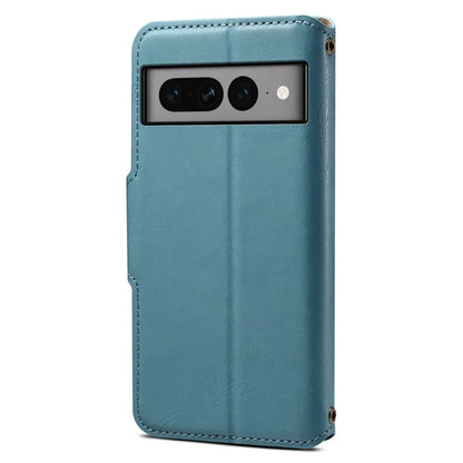 DENIOR For Google Pixel 7 Pro 5G Shockproof Case Cowhide Texture Leather Phone Cover
