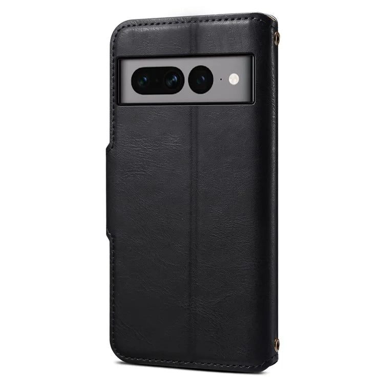 DENIOR For Google Pixel 7 Pro 5G Shockproof Case Cowhide Texture Leather Phone Cover