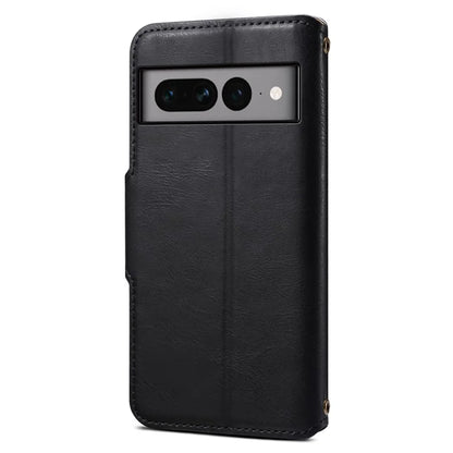 DENIOR For Google Pixel 7 Pro 5G Shockproof Case Cowhide Texture Leather Phone Cover