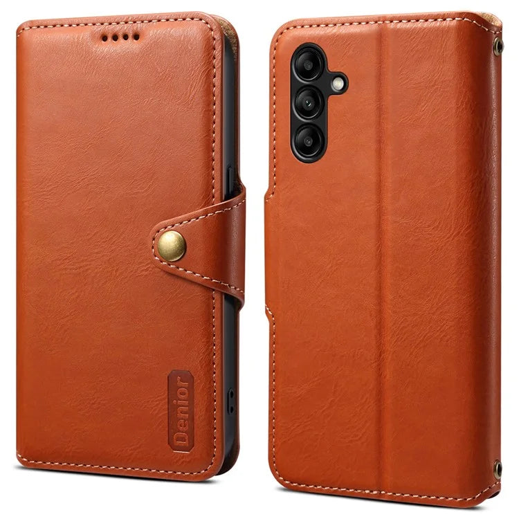 DENIOR For Samsung Galaxy A05s 4G Wallet Phone Case Cowhide Texture Leather Flip Cover