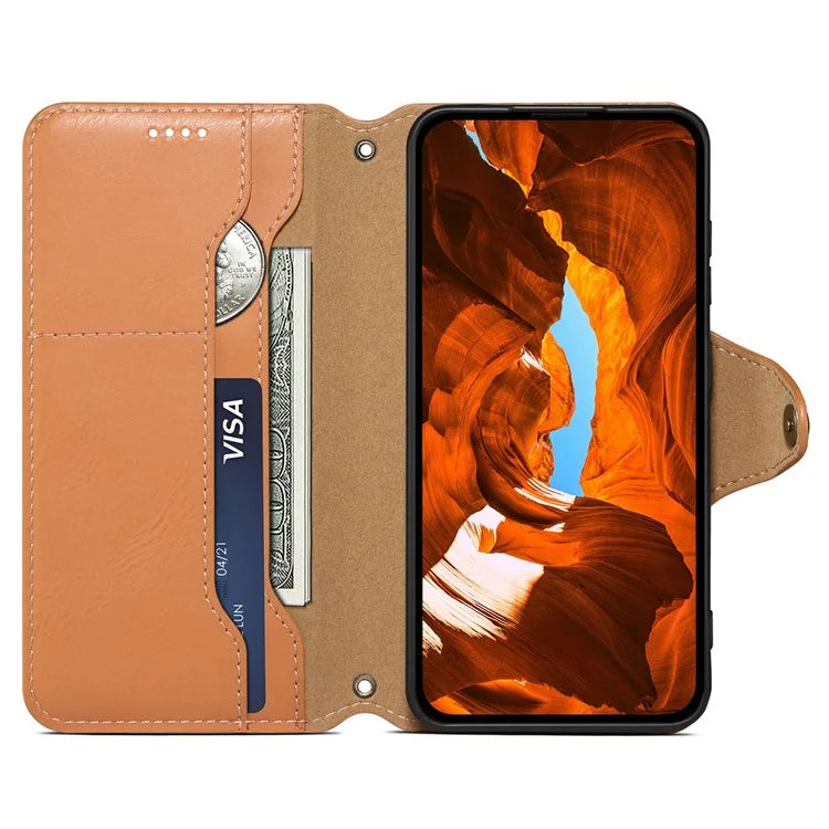 DENIOR For Samsung Galaxy A13 5G Case Cowhide Texture Stand Wallet Phone Cover