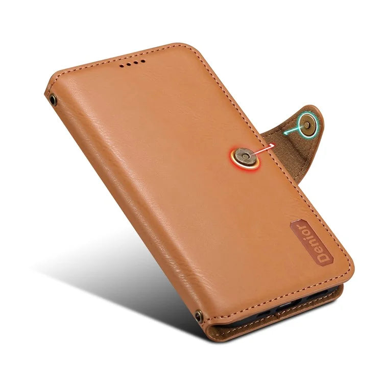 DENIOR For Samsung Galaxy A13 5G Case Cowhide Texture Stand Wallet Phone Cover