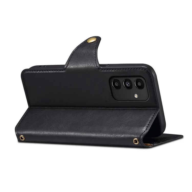 DENIOR For Samsung Galaxy A13 5G Case Cowhide Texture Stand Wallet Phone Cover