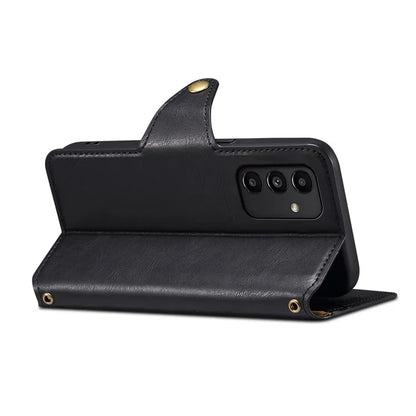 DENIOR For Samsung Galaxy A13 5G Case Cowhide Texture Stand Wallet Phone Cover